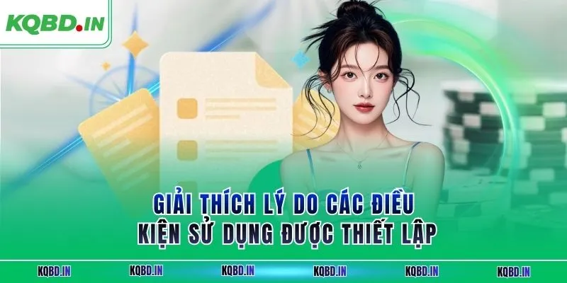 Giải thích lý do các điều kiện sử dụng được thiết lập